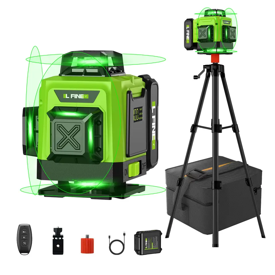 16-Line Green Laser Level | Self-Levelling Cross-Line | Rechargeable for Site Use - Thumbnail 2