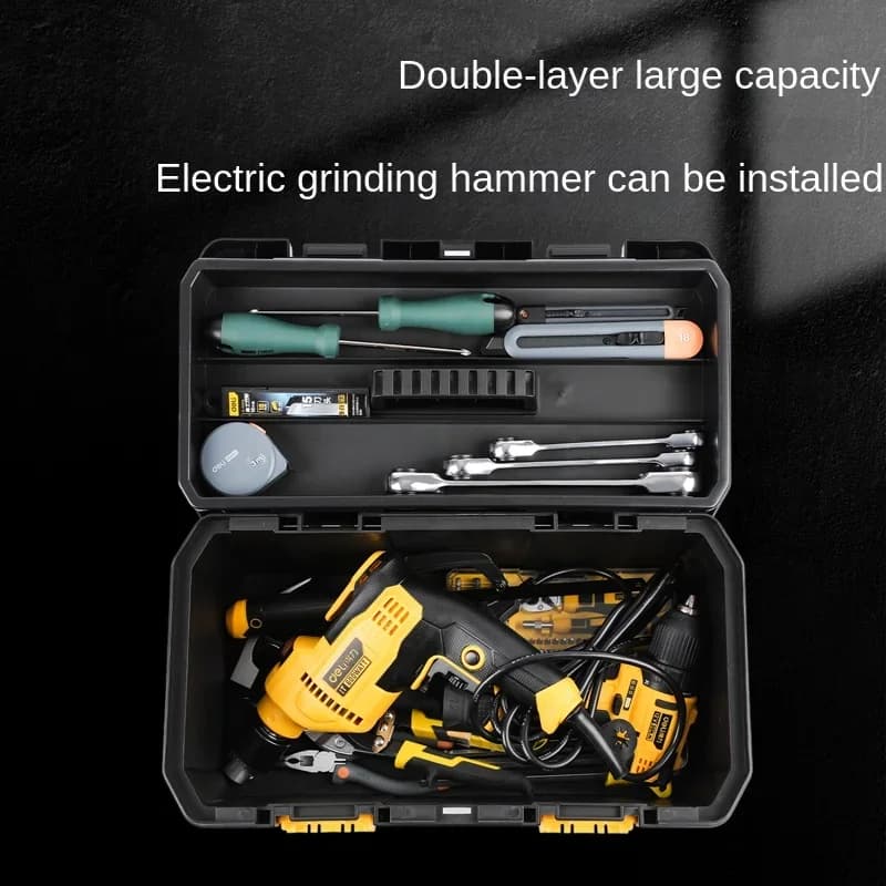 Deli 12/15 Inch Tool Box | Large Capacity Electrician Storage | Anti-Theft Clasp - Thumbnail 7
