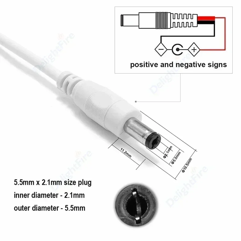 12V DC Extension Lead | Male to Female Power Cable | 5.5mm x 2.1mm CCTV Plug - Thumbnail 2