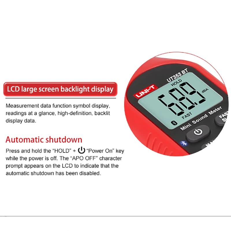 UNI-T UT353BT Sound Level Meter | Bluetooth Noise Tester 30-130dB | Decibel Monitoring - Thumbnail 6