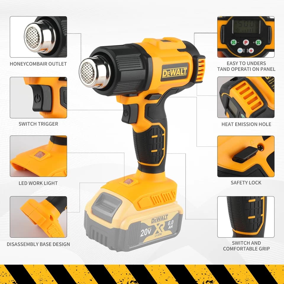 DEWALT DCE530 Heat Gun | Cordless 550°C | Industrial Welding & Blower Tool - Thumbnail 2