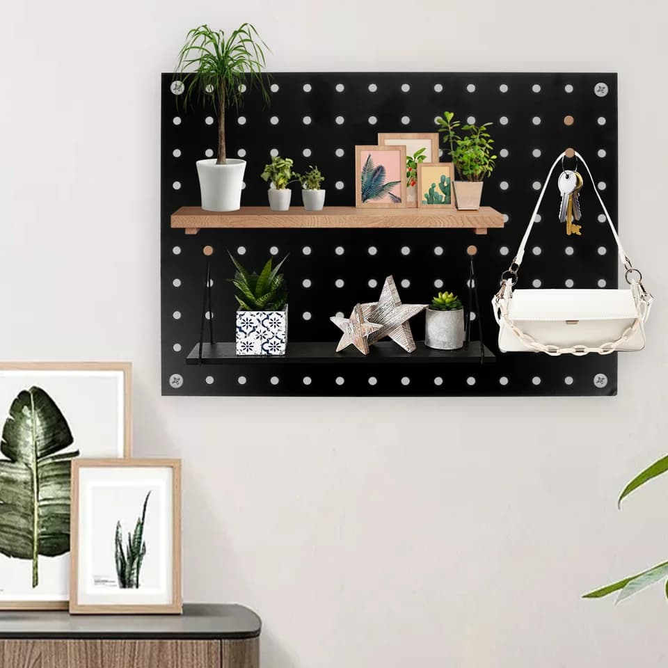 Metal Pegboard Panel | 35.6x25cm Wall Mount Tool Organiser | Garage Storage - Thumbnail 5