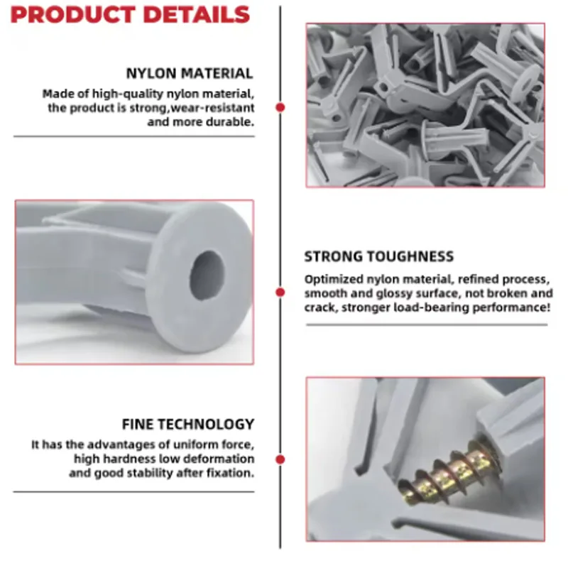 Fixings Kit | 100pc Hollow Wall Butterfly Anchors & Screws - Thumbnail 5