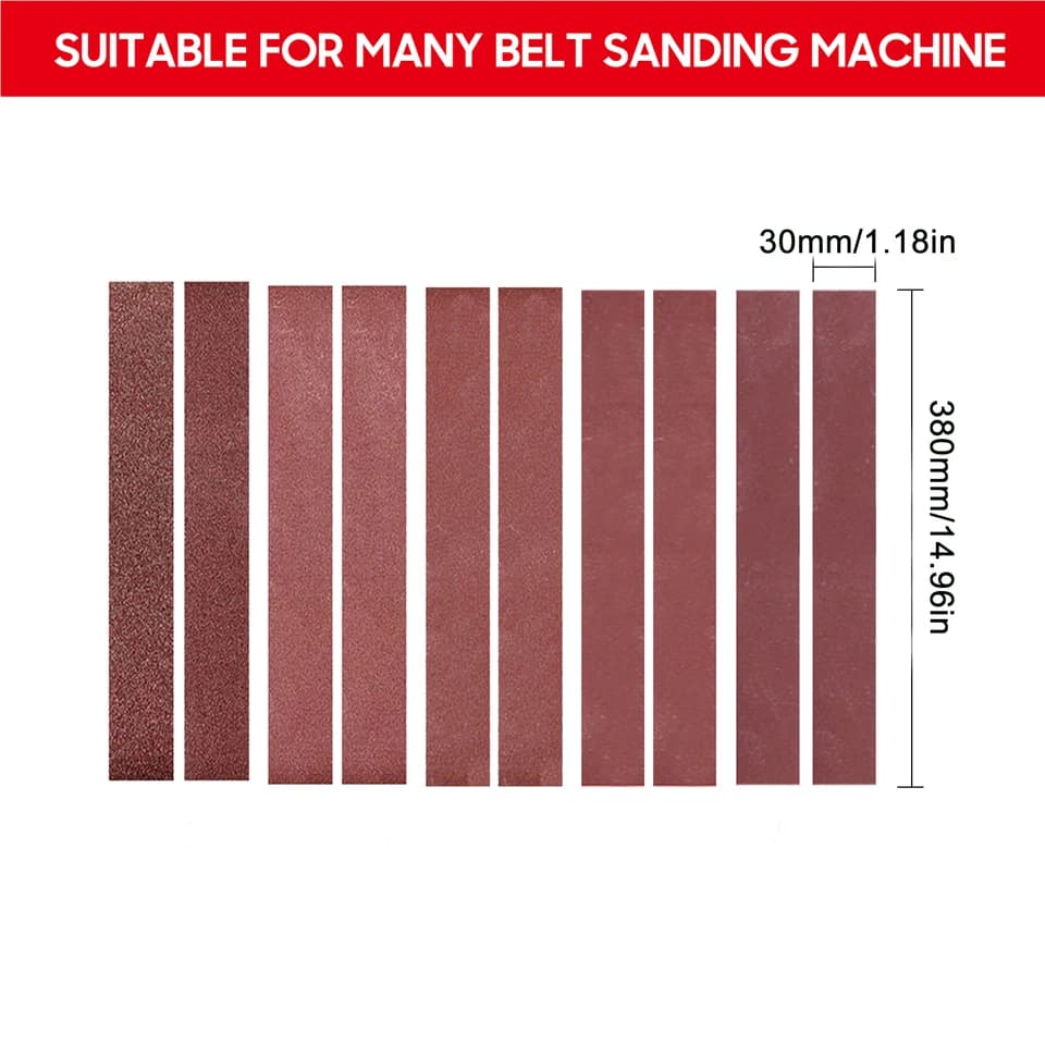 30x380mm Sanding Belts | Assorted 60-1000 Grit Pack | For Mini Sanders - Thumbnail 3