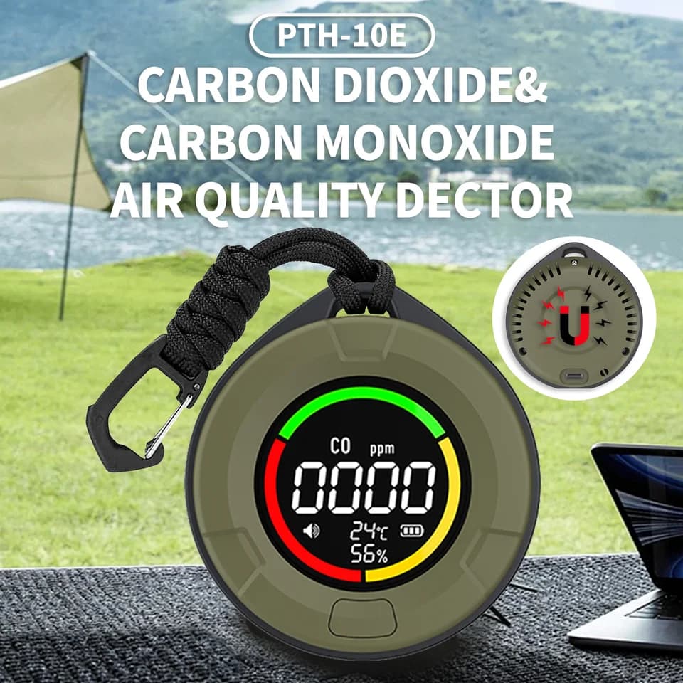 10E 5-in-1 Carbon Monoxide Detector | CO2, Temp & Humidity Alarm | Portable RV Use - Thumbnail 3