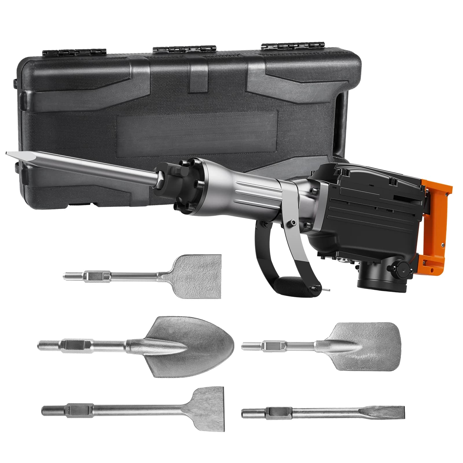 SucceBuy Demolition Jack Hammer 1350 BPM Concrete Breaker 6pcs Chisels Bit Chipping Case 2200W Electric Jackhammer Heavy Duty - Image 1