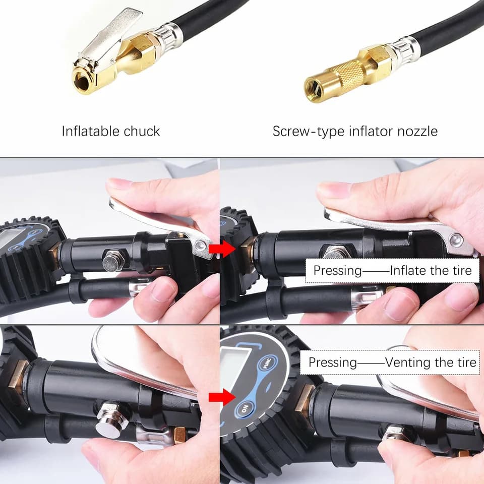 Digital Tyre Inflator | Auto-Off Easy Read Gauge | Car Van Truck Bus - Thumbnail 5