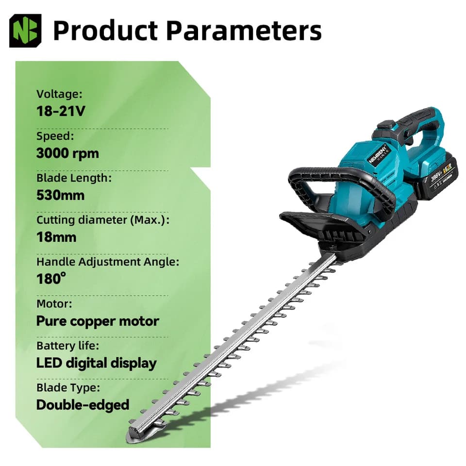 Electric Hedge Trimmer | 180° Rotating Handle | Makita Battery Compatible - Thumbnail 5