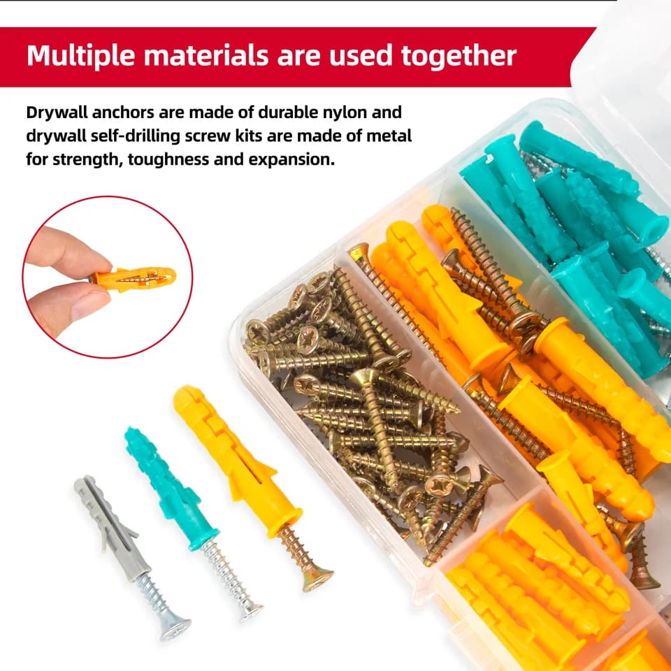 Plasterboard Fixings Kit | 220pc Anchors & Screws | Organiser Box - Thumbnail 7