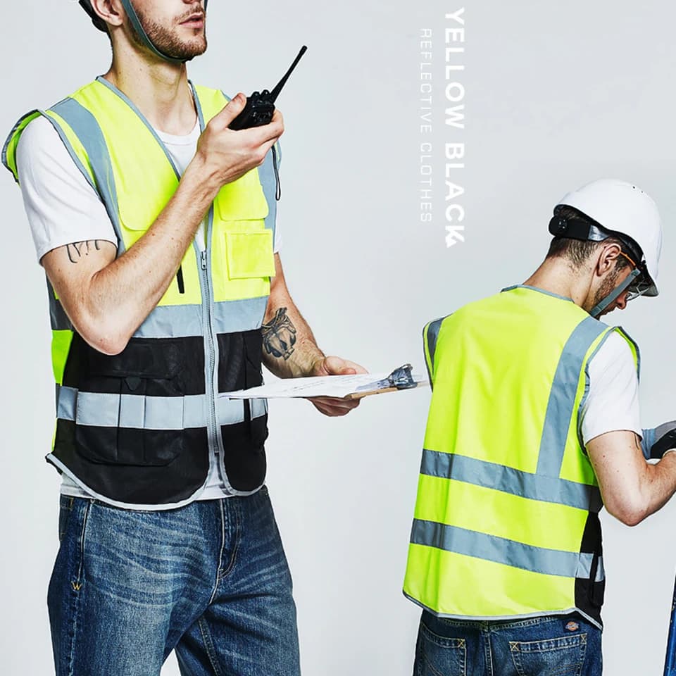 Two Tone Hi Vis Vest | Zip Pockets | Construction Workwear - Thumbnail 4