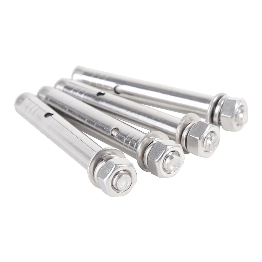 304 stainless steel half-tooth expansion screws with hook bolt design for concrete anchoring in sizes M6 to M16.