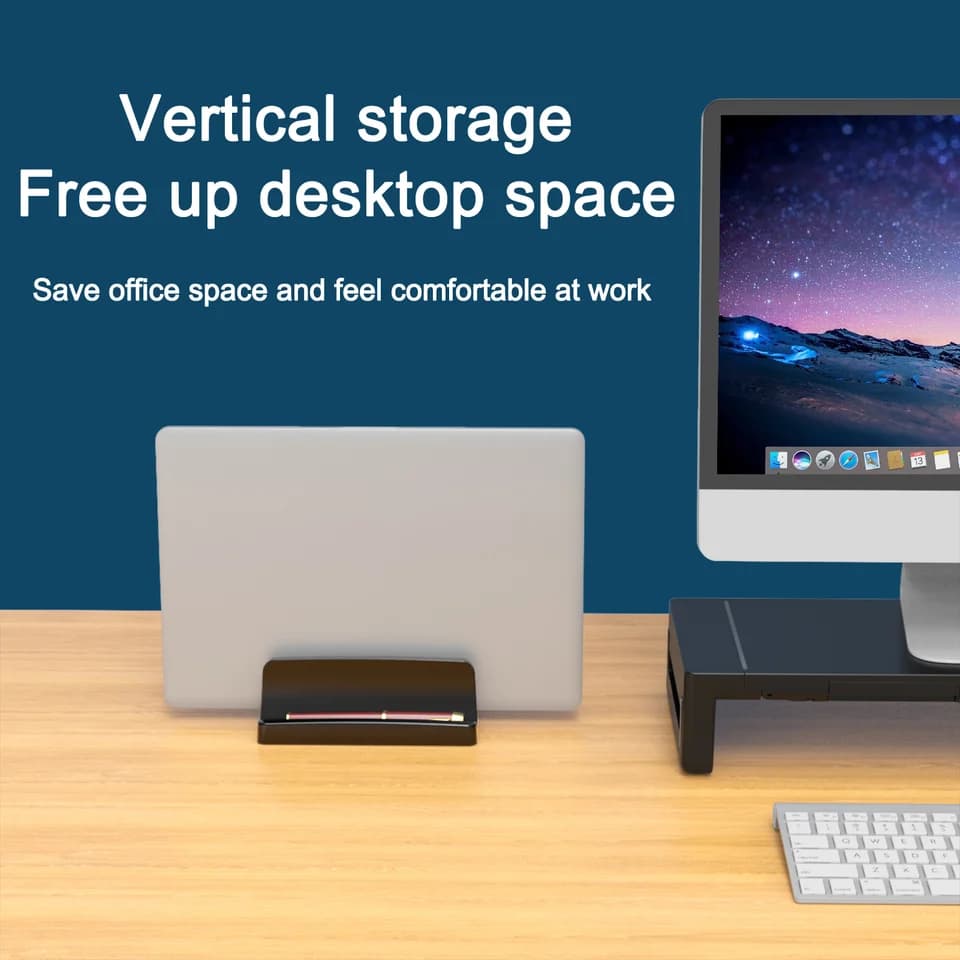 Dual Slot Laptop Stand | Space-Saving Vertical Holder | Supports MacBook - Thumbnail 6