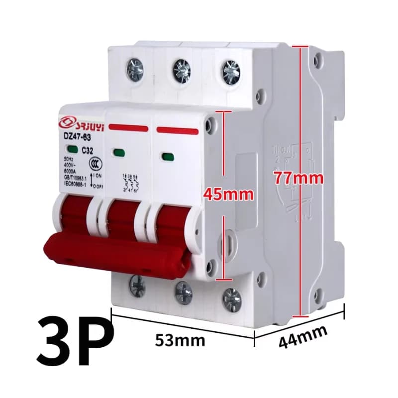 C Type Miniature Circuit Breaker | 400V 6A-63A | 35mm DIN Rail Mount - Thumbnail 5
