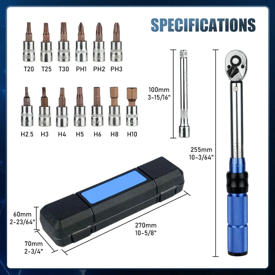Torque Wrench | 15pc Hex Ratchet Set | Bike Repair & Maintenance Kit - Thumbnail 3