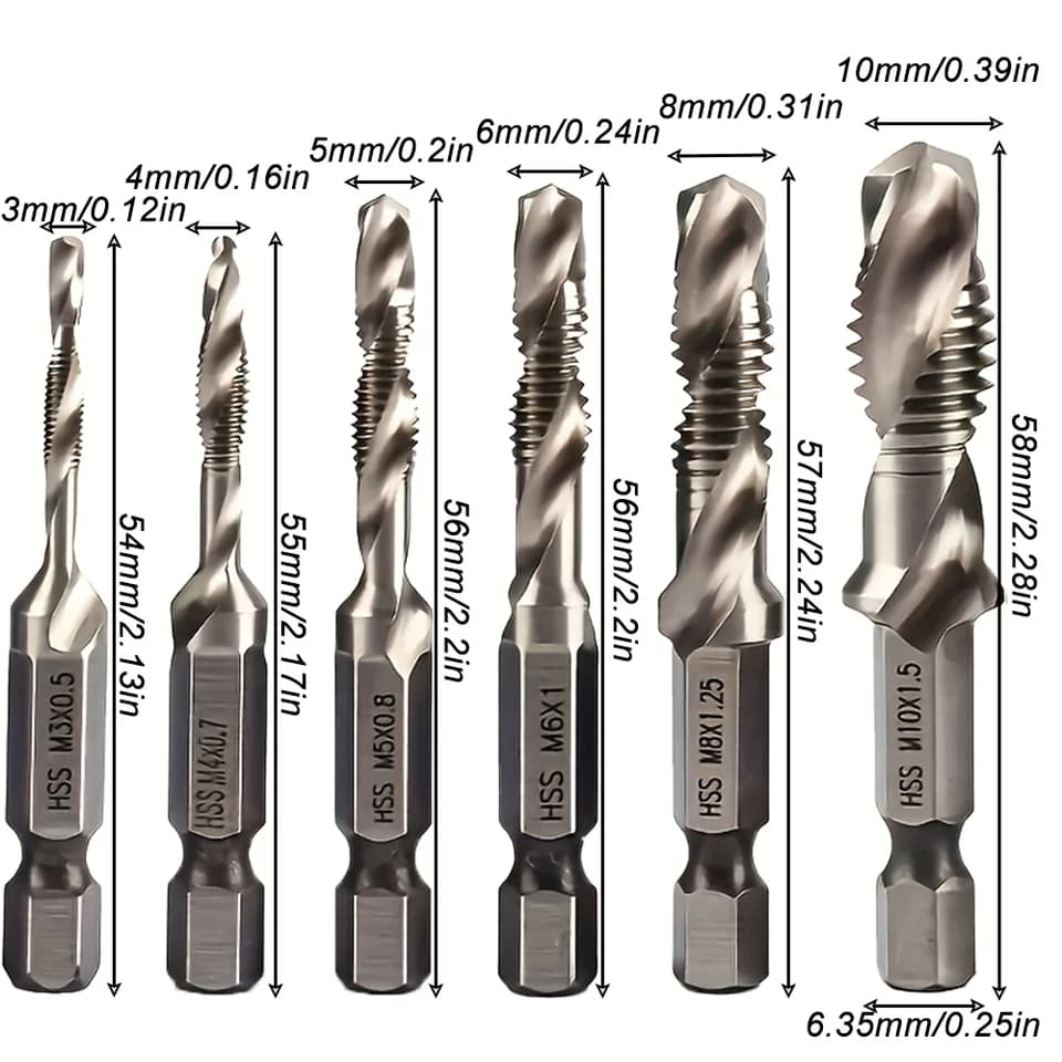M3-M10 Composite Drill Bit Set | Hex Shank | Wood, Plastic & Soft Metal - Thumbnail 4