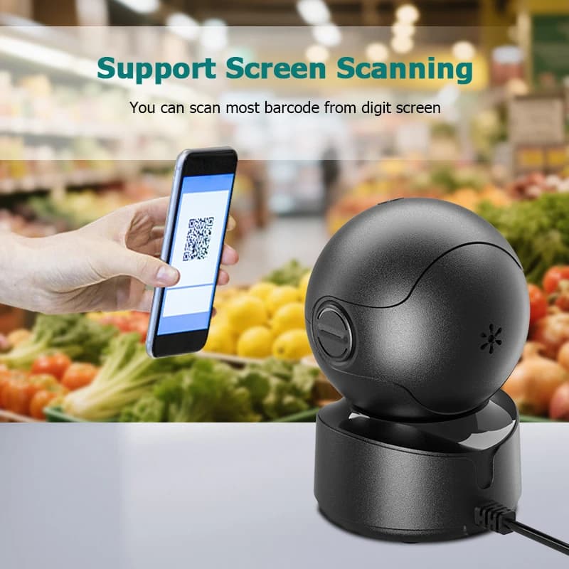 Desktop 2D Barcode Scanner | Hands-Free Omnidirectional USB | 1D QR Screen Scanning - Thumbnail 7