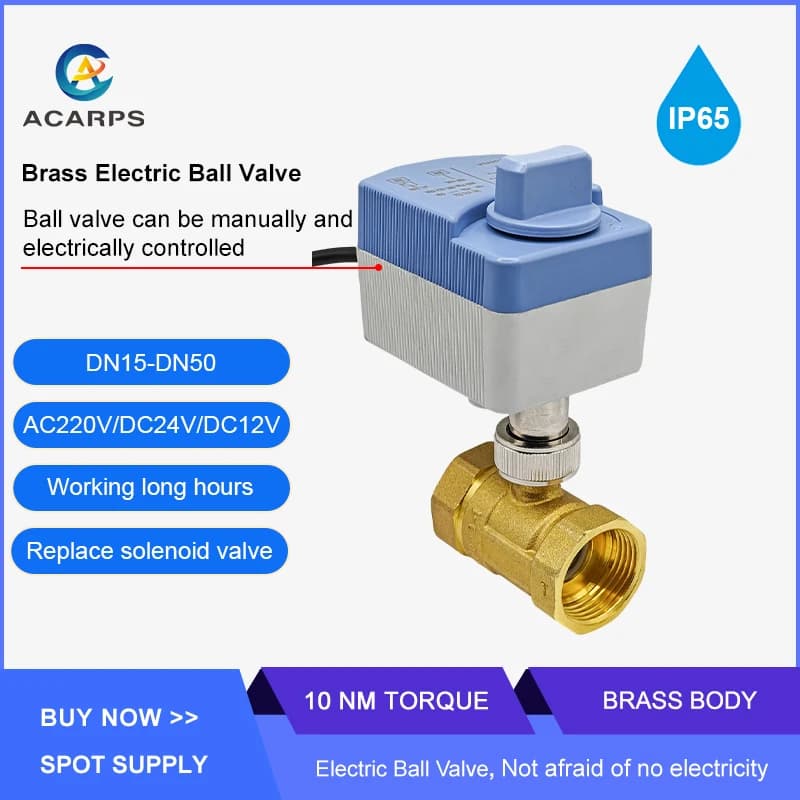 Brass Motorised Gate Valve | IP65 Waterproof | AC/DC 12V/24V/220V with Manual Override - Thumbnail 3
