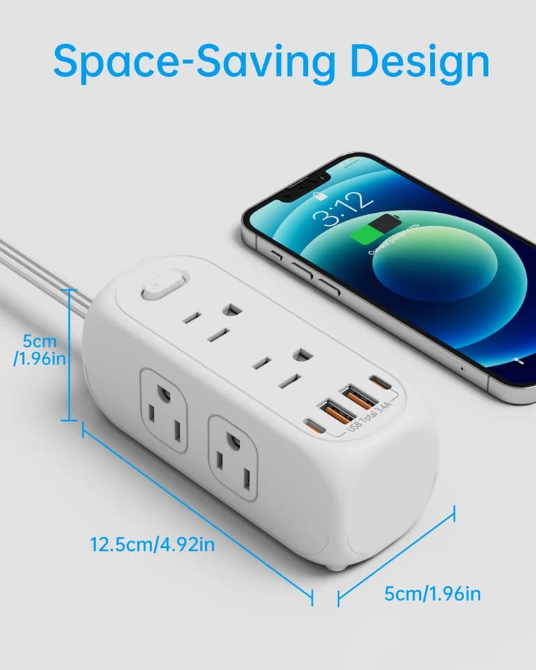 UK Extension Lead | 6 AC Sockets, 2 USB-A, 2 USB-C | 1.5m Cord, Surge Protected - Thumbnail 7