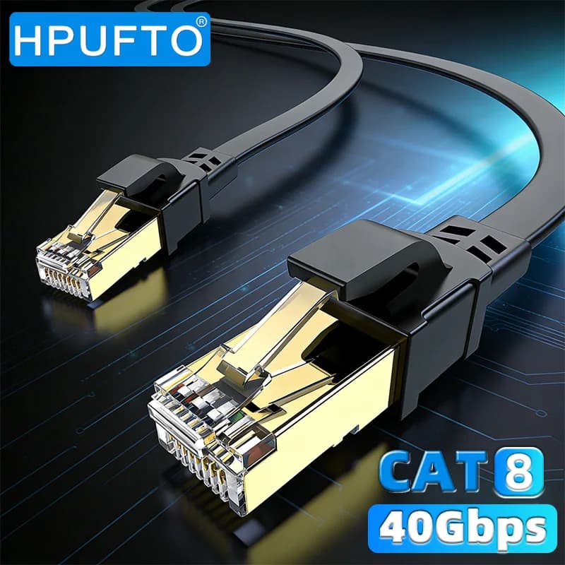 CAT8 Ethernet Cable | 40Gbps, 2000MHz | Flat Black RJ45 Patch Lead - Thumbnail 3