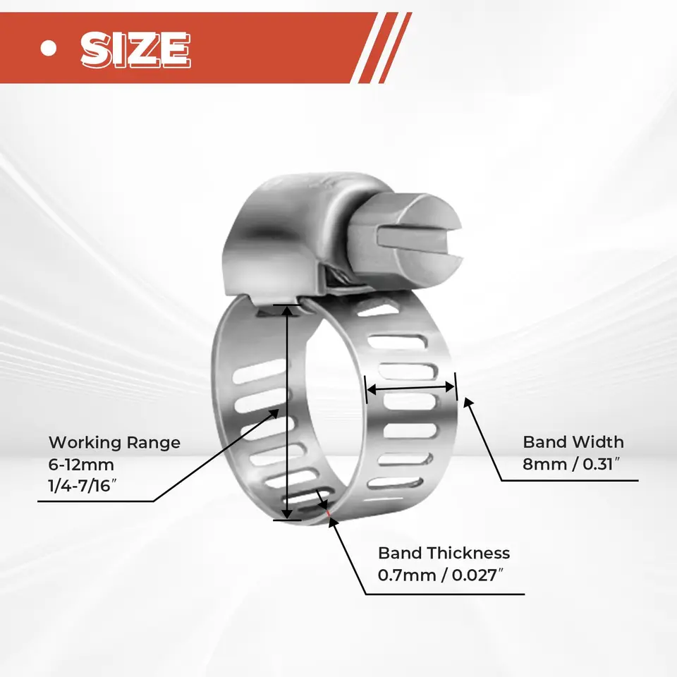 304 Stainless Steel Jubilee Clips | 24pc Automotive Set | 6-51mm Fuel Hose Clamp - Thumbnail 2