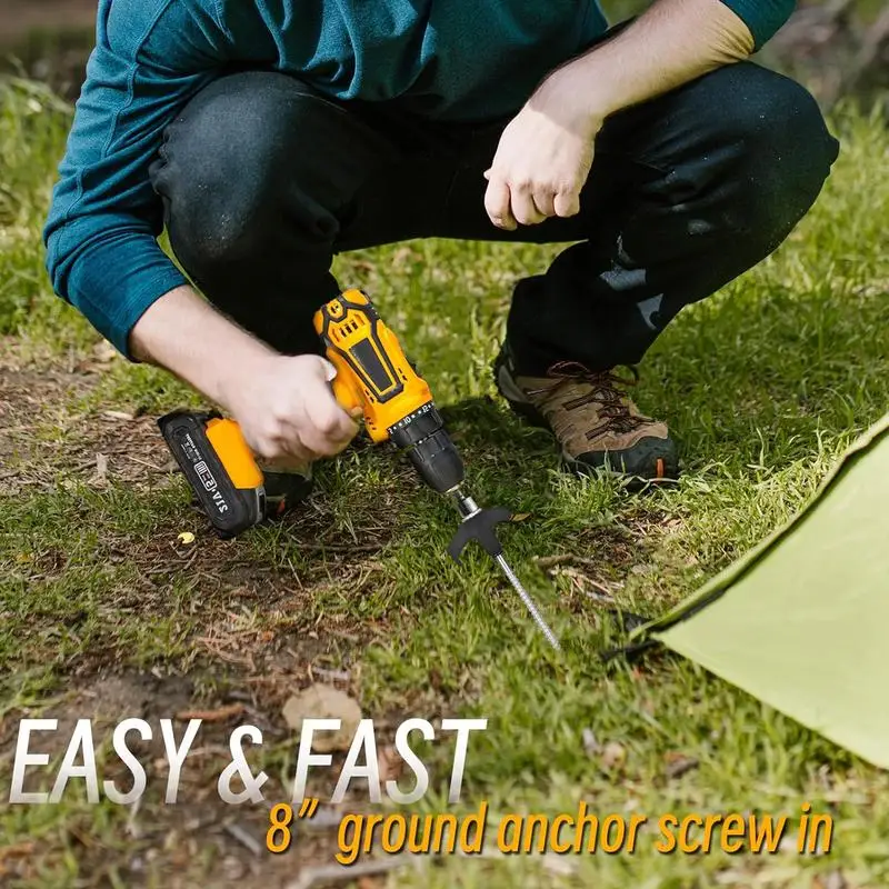 Ground Screw In Anchors (15pc) | Heavy Duty Metal Tent Pegs | Drill-In Ground Spikes - Thumbnail 5