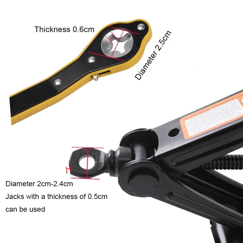 Jack for Changing Tires | Ratchet Wrench & Scissor Jack Handle - Thumbnail 3