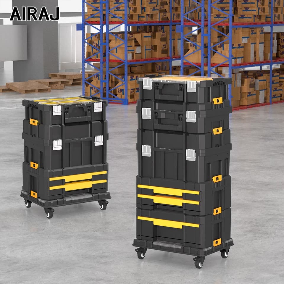 Stackable Rolling Tool Box | Portable Plastic Storage | Garage Organiser - Thumbnail 3