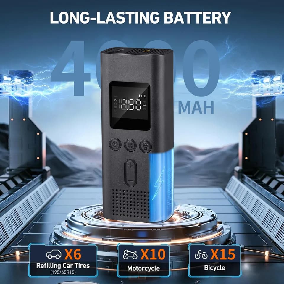Tyre Inflator | 150 PSI Wireless Pump | Digital Display & LED - Thumbnail 4