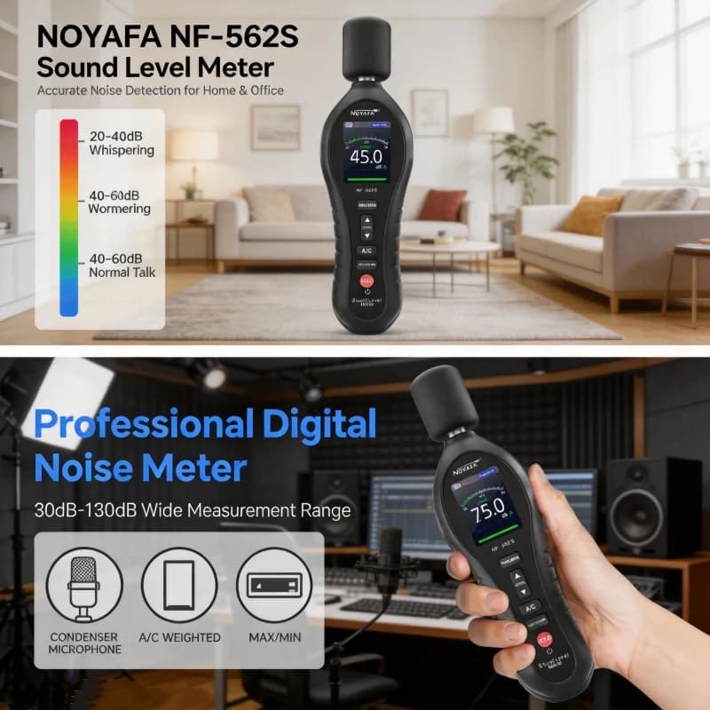 Decibel Meter NF-562S | High-Precision Digital Display | 30-130dB Noise Measurement - Thumbnail 3