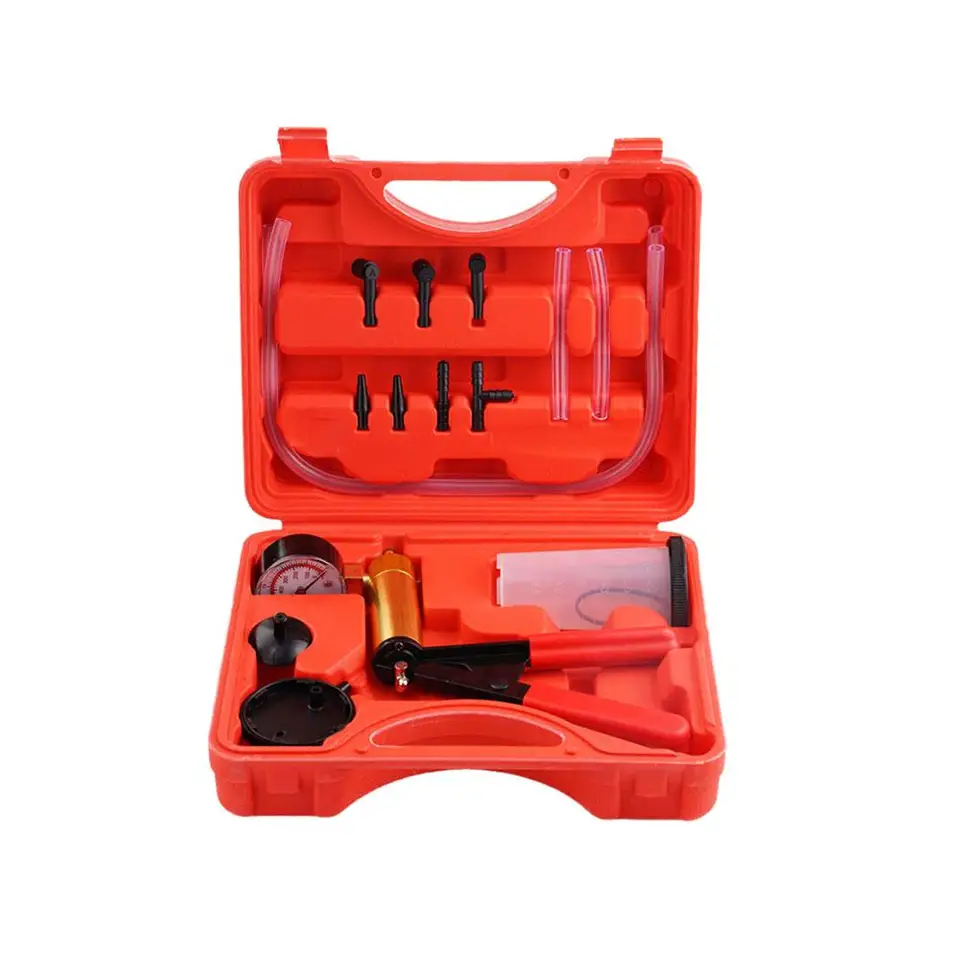 A versatile manual brake bleeder kit and vacuum pump for automotive fluid testing and bleeding.