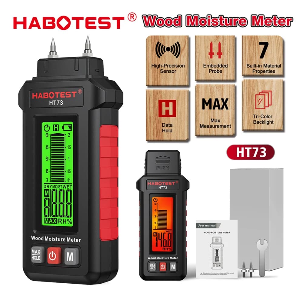 Digital Wood Moisture Meter | Humidity Tester for Lumber & Building Materials | LCD Display - Thumbnail 2