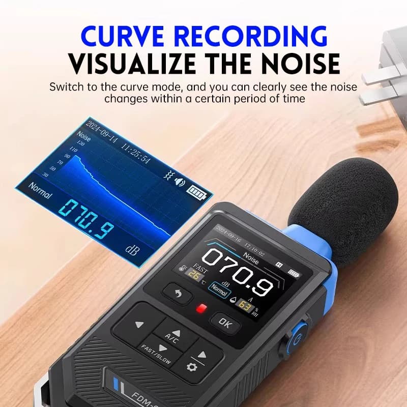 FNIRSI FDM-02 Sound Level Meter | 30-130dB A/C Weighted | Handheld Decibel Meter - Thumbnail 5