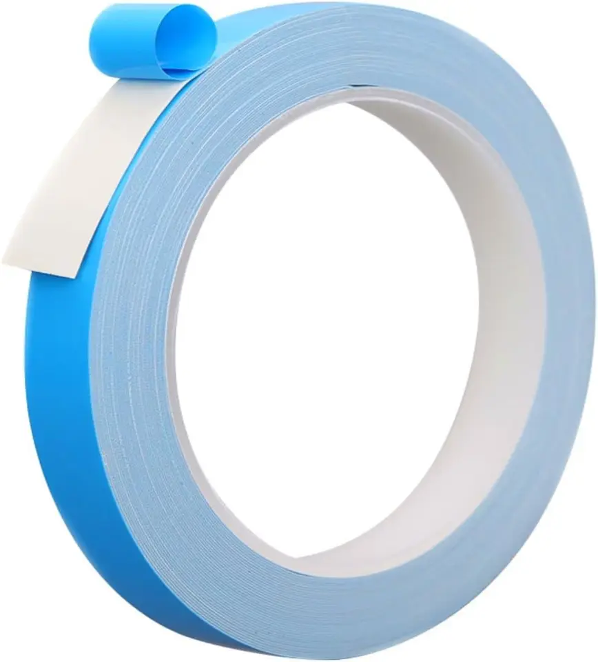 PTFE Thread Seal Tape for Gas: A blue roll with white backing on a plain white background.