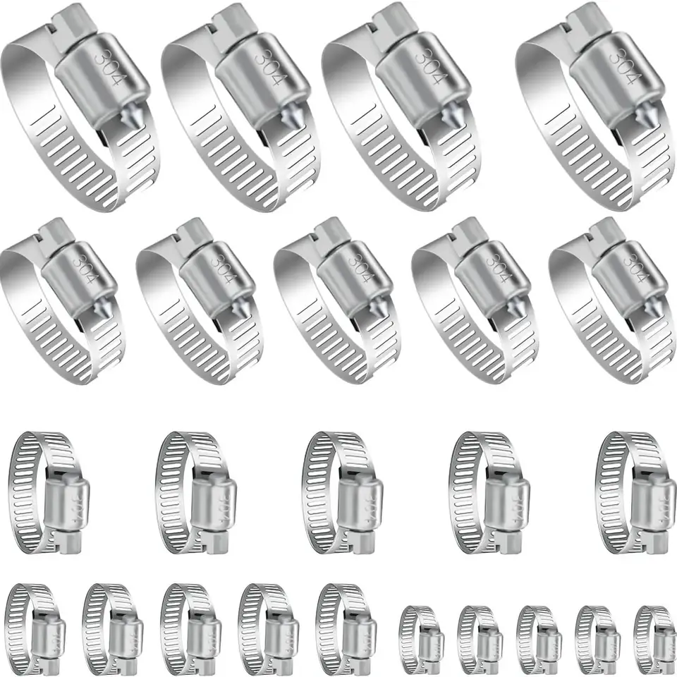 304 Stainless Steel Jubilee Clips | 24pc Automotive Set | 6-51mm Fuel Hose Clamp - Thumbnail 3