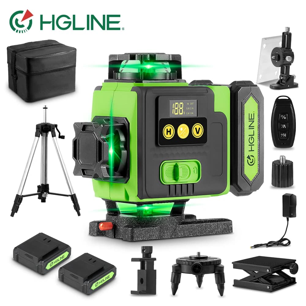 16-Line 4D Laser Level | Rechargeable with 2x6000mAh Battery | Automatic Leveling with Tripod - Thumbnail 2