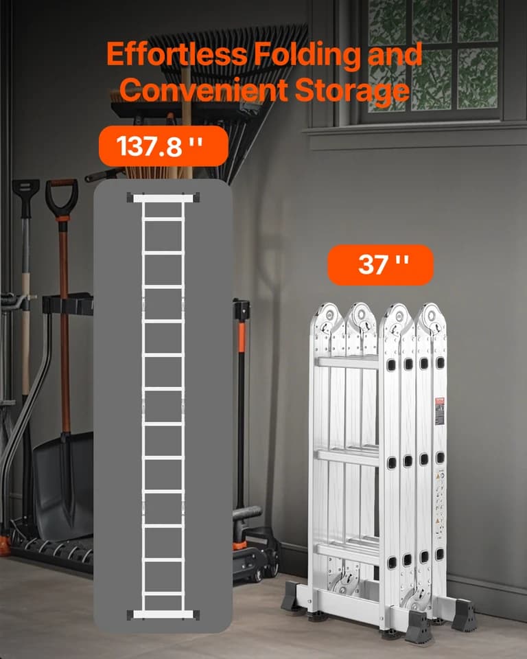 Multi-Purpose Folding Ladder with Ladder Standoff | 7-in-1 Telescopic | A-Frame Adjustable - Thumbnail 6