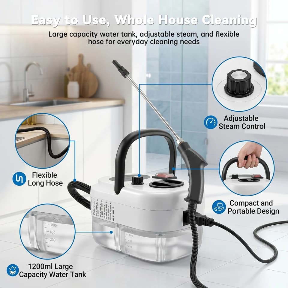 Carpet Spot Cleaner | 2500W Portable Steamer | 110V with Accessories - Thumbnail 8