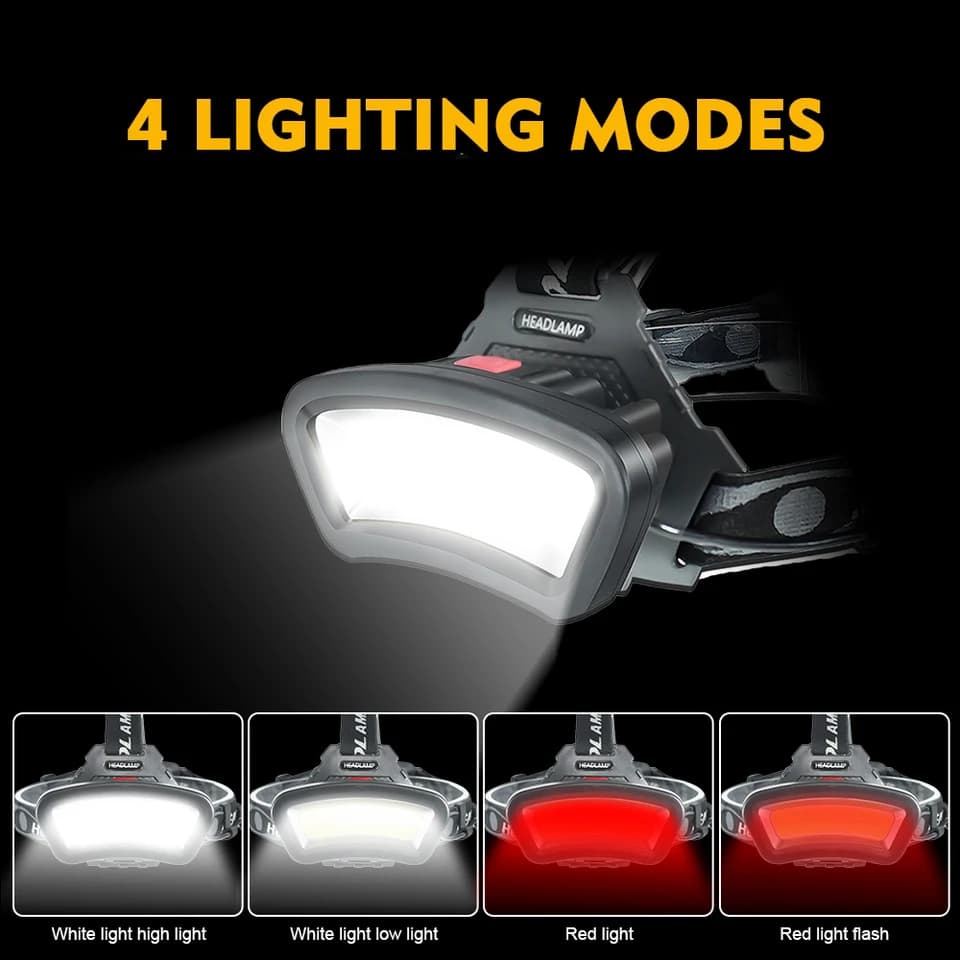 Rechargeable LED Head Torch | 4 Modes, Zoom & Waterproof | Fishing, Camping - Thumbnail 4