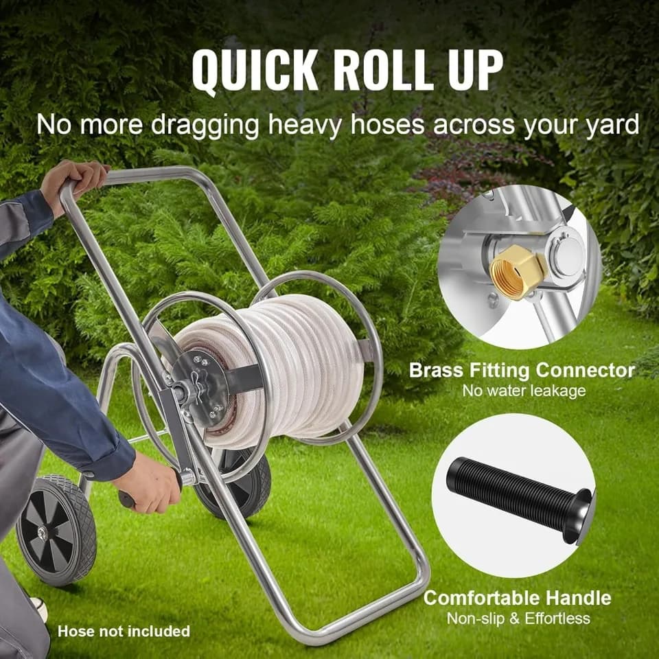 Heavy Duty Hose Reel Cart | Mobile Steel, 175ft 5/8" Hose Capacity | Industrial Use - Thumbnail 4