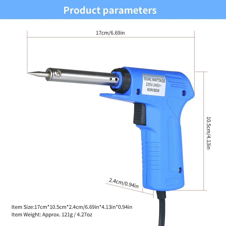 Dual Power Soldering Iron | 40W/80W Adjustable | 220-240V Gun - Thumbnail 2