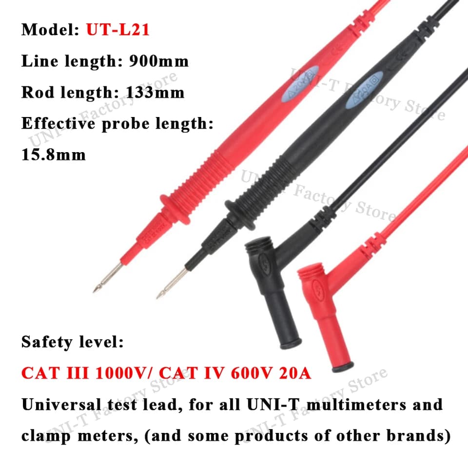 UNI-T Proving Unit Test Leads & Probes | Clamp Meter Alligator Clip Set | Banana Head Adapter Cable - Thumbnail 2