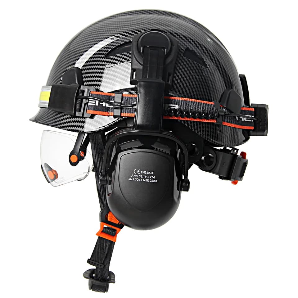 Safety Construction Helmet | Built-in Goggles & LED Headlamp | ABS Hard Hat - Thumbnail 5