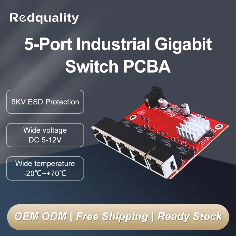 5-Port Gigabit Network Switch | 1000 Mbps PCBA Board | 5-12V Power Supply - Thumbnail 3