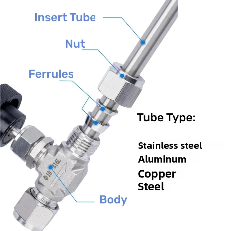 316L Stainless Steel Needle Valve | Double Ferrule Compression | 4-14mm & 1/8-1/2" OD - Thumbnail 3