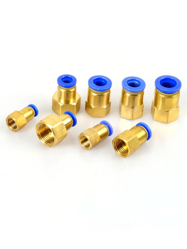 PCF Air Pipe Fitting in sizes 4, 6, 8, 10, and 12mm with 1/8 inch NPT thread for pneumatic hose and tube connections.