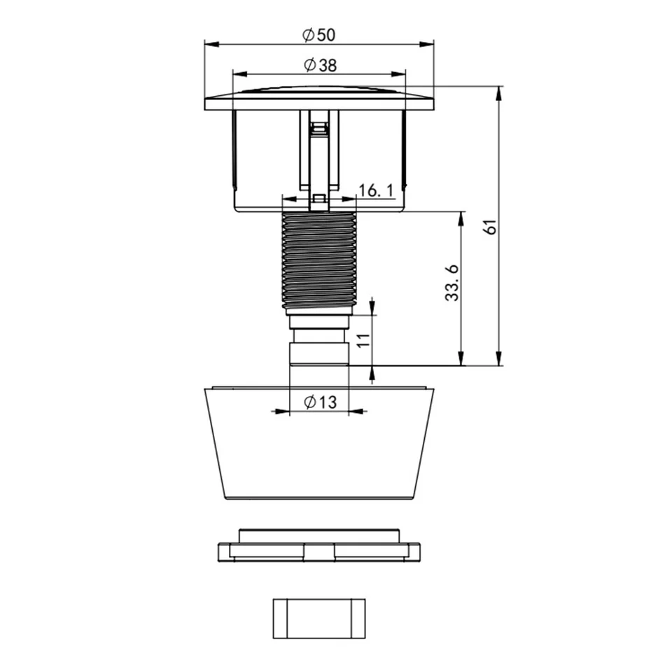 Toilet Siphon Dual Flush Button Kit | 20-40mm Cistern Lid Holes | Tank Repair - Thumbnail 6