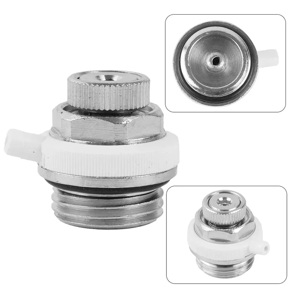 Radiator Auto Air Vent: single metal and plastic fitting with cropped views.