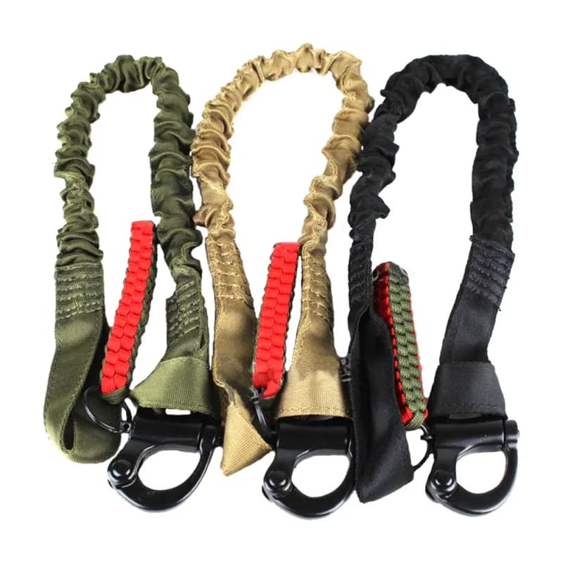 Tactical Quick Release Rifle Sling with durable nylon rope and bungee cord for secure hunting and outdoor climbing protection.