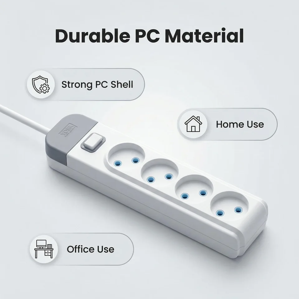 4-in-1 UK Extension Lead | 2M Cable, Switched | 230V/10A Power Socket - Thumbnail 3