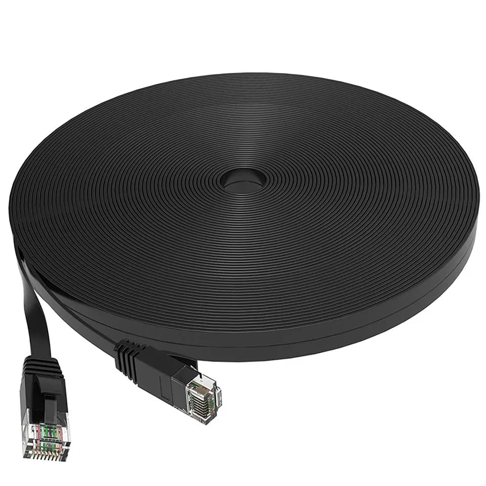 Cat6 Ethernet Cable | Slim Flat LAN Patch Cord | Weatherproof Router Cable